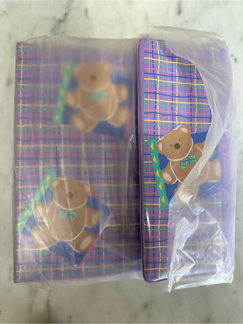 1985 NEW Sanrio "Just for Fun" Bear Stationery Binder & Pencil Case*READ